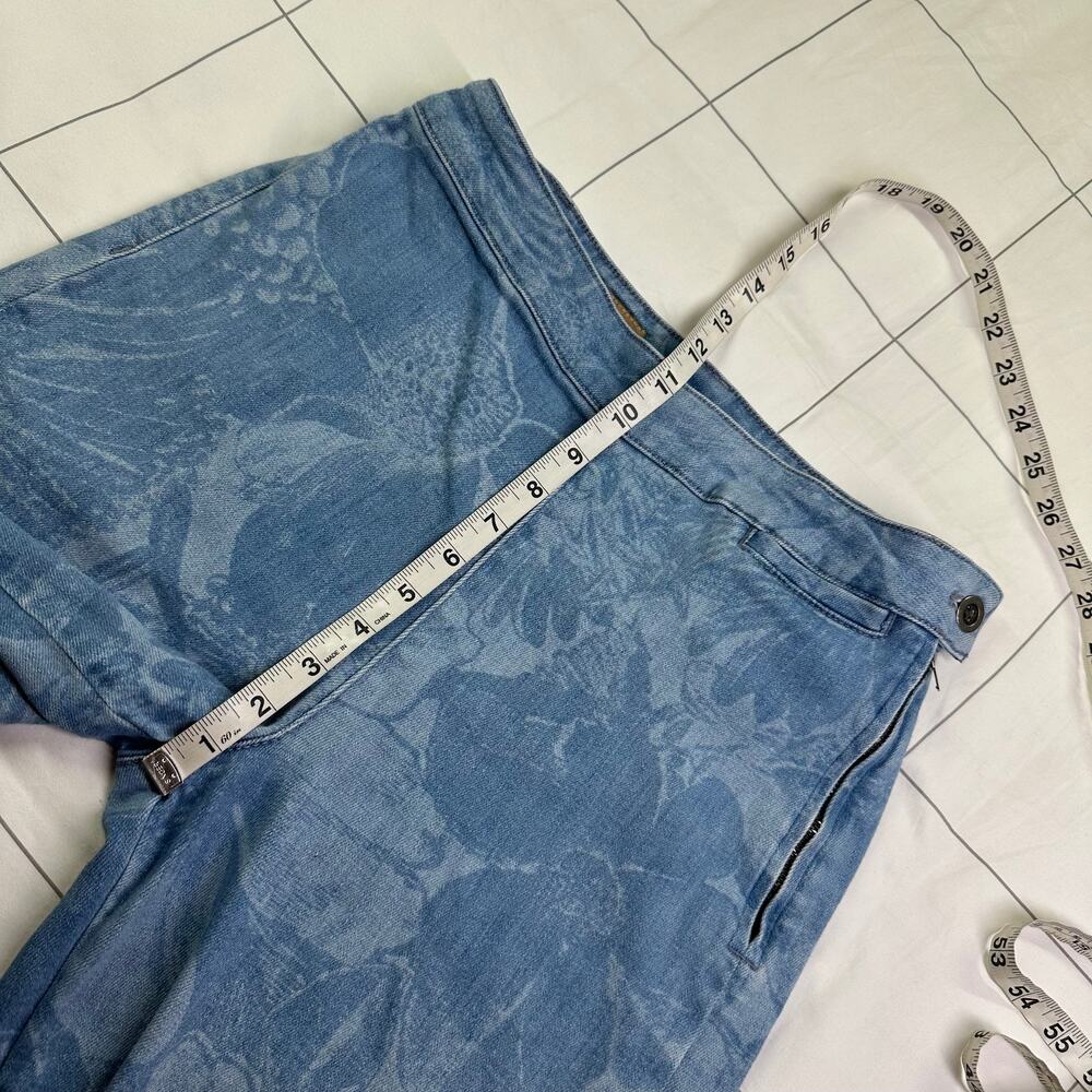 Anthropologie Pilcro Skipper Jeans Womens 28 Blue Floral Side Zip Wide Leg Crop - Picture 11 of 14